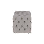 Panca Ottomana Moderna Glam in Legno, Rivestita in Tessuto Trapuntato, Colore Nero, Marrone Chiaro o Grigio
