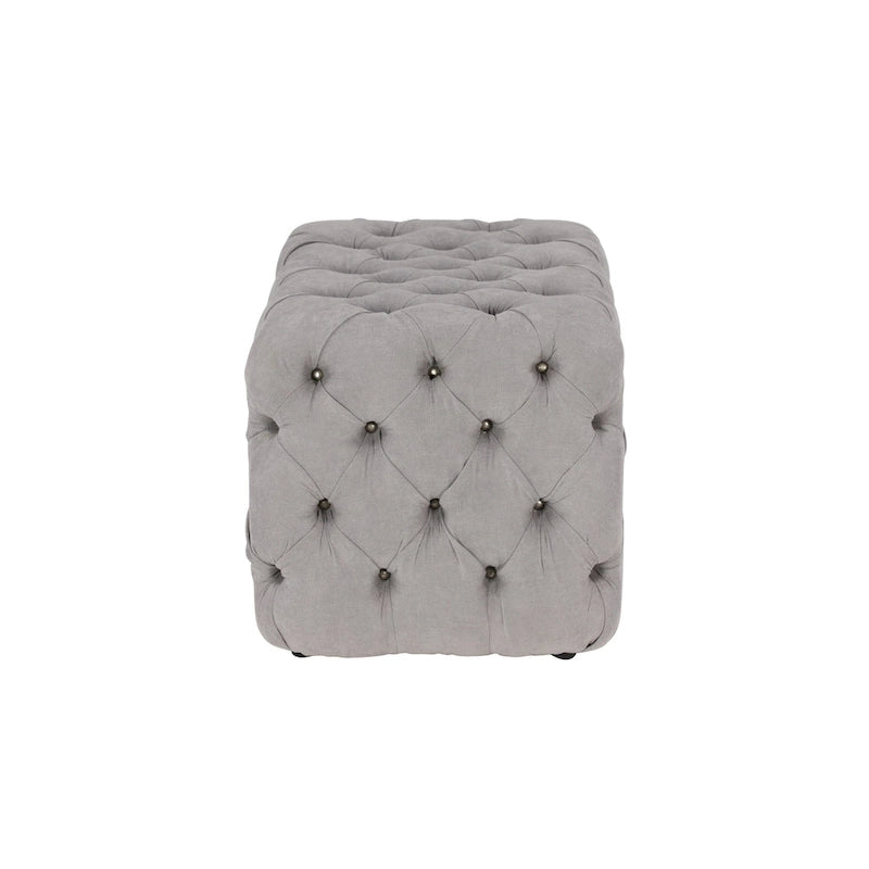 Panca Ottomana Moderna Glam in Legno, Rivestita in Tessuto Trapuntato, Colore Nero, Marrone Chiaro o Grigio