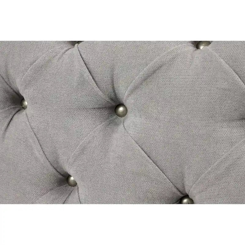 Panca Ottomana Moderna Glam in Legno, Rivestita in Tessuto Trapuntato, Colore Nero, Marrone Chiaro o Grigio