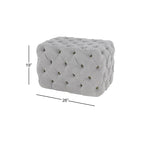 Panca Ottomana Moderna Glam in Legno, Rivestita in Tessuto Trapuntato, Colore Nero, Marrone Chiaro o Grigio