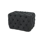Panca Ottomana Moderna Glam in Legno, Rivestita in Tessuto Trapuntato, Colore Nero, Marrone Chiaro o Grigio