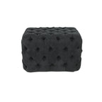 Panca Ottomana Moderna Glam in Legno, Rivestita in Tessuto Trapuntato, Colore Nero, Marrone Chiaro o Grigio