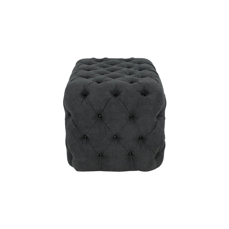 Panca Ottomana Moderna Glam in Legno, Rivestita in Tessuto Trapuntato, Colore Nero, Marrone Chiaro o Grigio