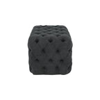 Panca Ottomana Moderna Glam in Legno, Rivestita in Tessuto Trapuntato, Colore Nero, Marrone Chiaro o Grigio
