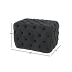 Panca Ottomana Moderna Glam in Legno, Rivestita in Tessuto Trapuntato, Colore Nero, Marrone Chiaro o Grigio