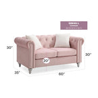 Divano a 2 posti in velluto da 152 cm con 2 cuscini - 152 L x 86 P x 76 H