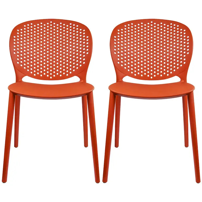 Armless Stacking Molded Matte Dining Side Chairs Patio Indoor Outdoor Kitchen Bedroom Set of 2