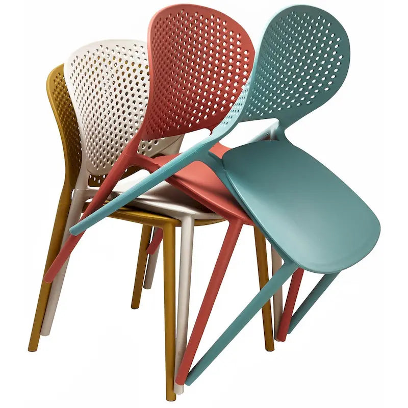 Sedie da pranzo impilabili senza braccioli, modellate opache, per patio, interni, esterni, cucina, camera da letto, set da 2