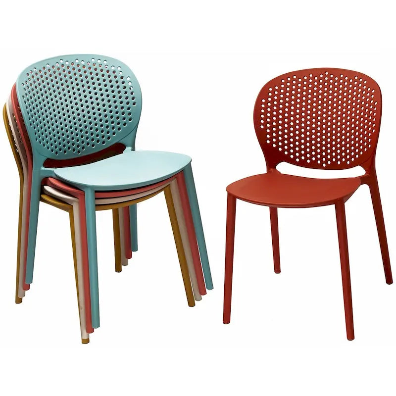 Sedie da pranzo impilabili senza braccioli, modellate opache, per patio, interni, esterni, cucina, camera da letto, set da 2