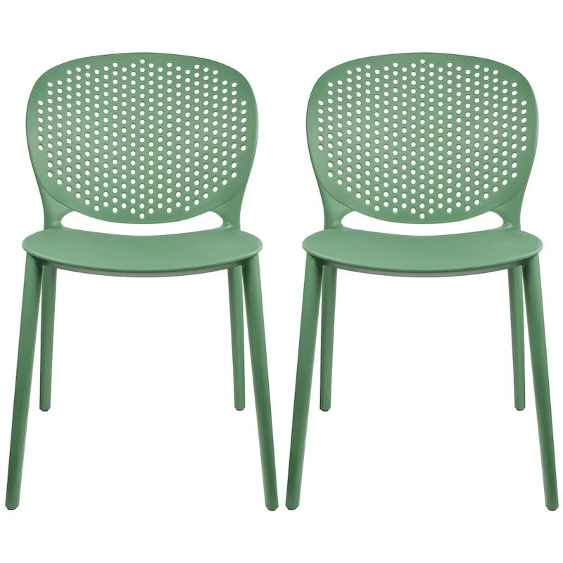 Sedie da pranzo impilabili senza braccioli, modellate opache, per patio, interni, esterni, cucina, camera da letto, set da 2