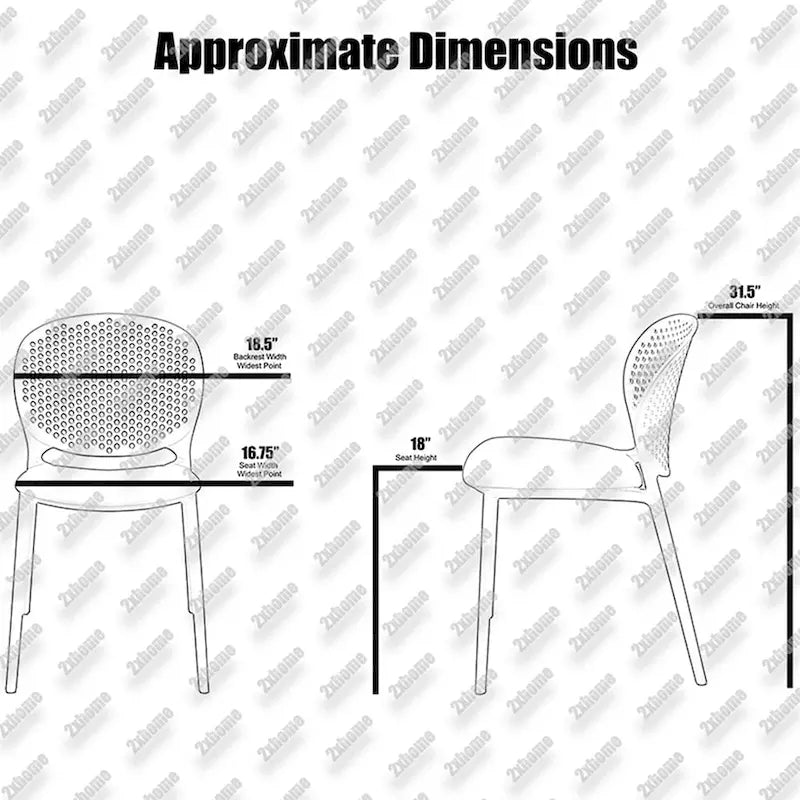 Sedie da pranzo impilabili senza braccioli, modellate opache, per patio, interni, esterni, cucina, camera da letto, set da 2