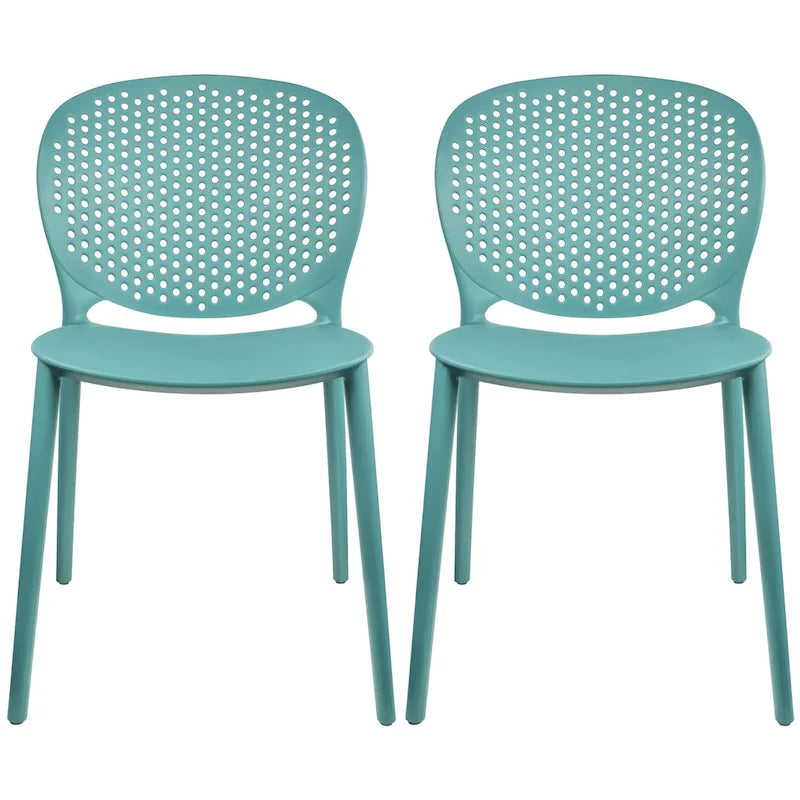 Sedie da pranzo impilabili senza braccioli, modellate opache, per patio, interni, esterni, cucina, camera da letto, set da 2