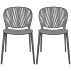 Sedie da pranzo impilabili senza braccioli, modellate opache, per patio, interni, esterni, cucina, camera da letto, set da 2