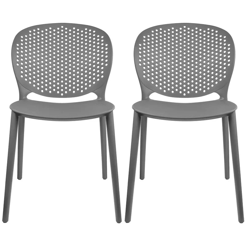 Sedie da pranzo impilabili senza braccioli, modellate opache, per patio, interni, esterni, cucina, camera da letto, set da 2