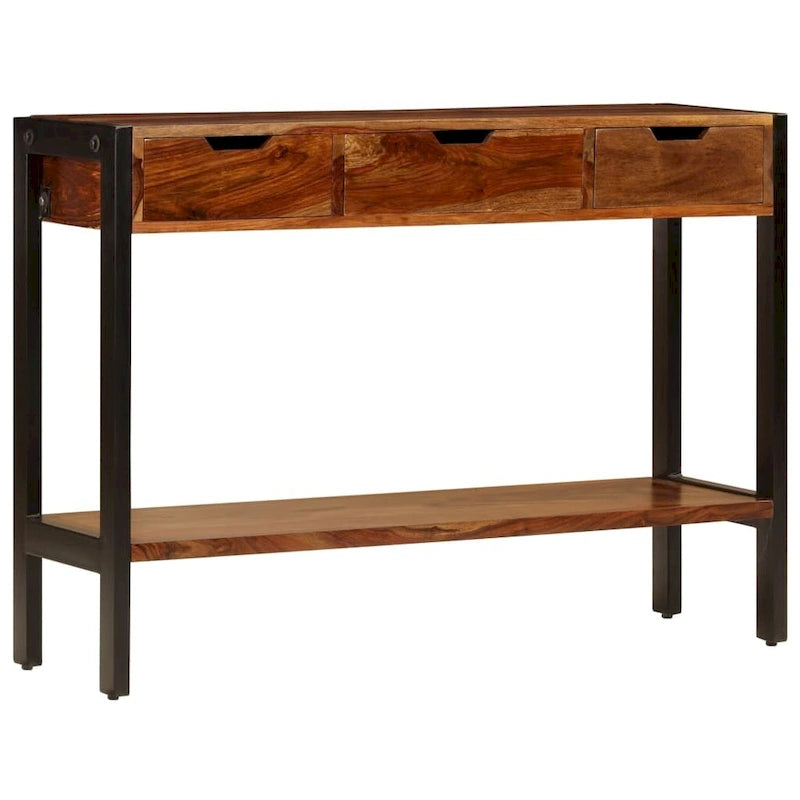 Credenza con 3 cassetti 110x35x75 cm in legno massello di sheesham