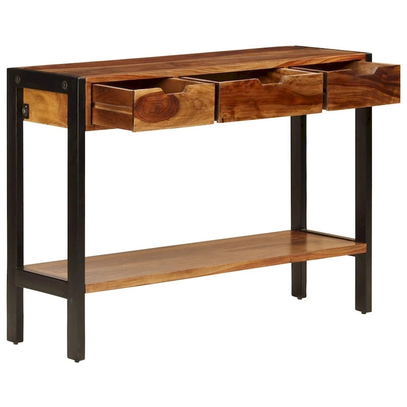 Credenza con 3 cassetti 110x35x75 cm in legno massello di sheesham