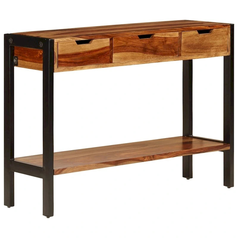 Credenza con 3 cassetti 110x35x75 cm in legno massello di sheesham