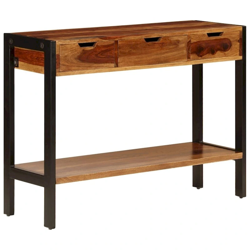 Credenza con 3 cassetti 110x35x75 cm in legno massello di sheesham