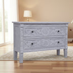 Credenza con 2 Cassetti 35,4x11,8x23,6 cm in Legno Massello di Mogano