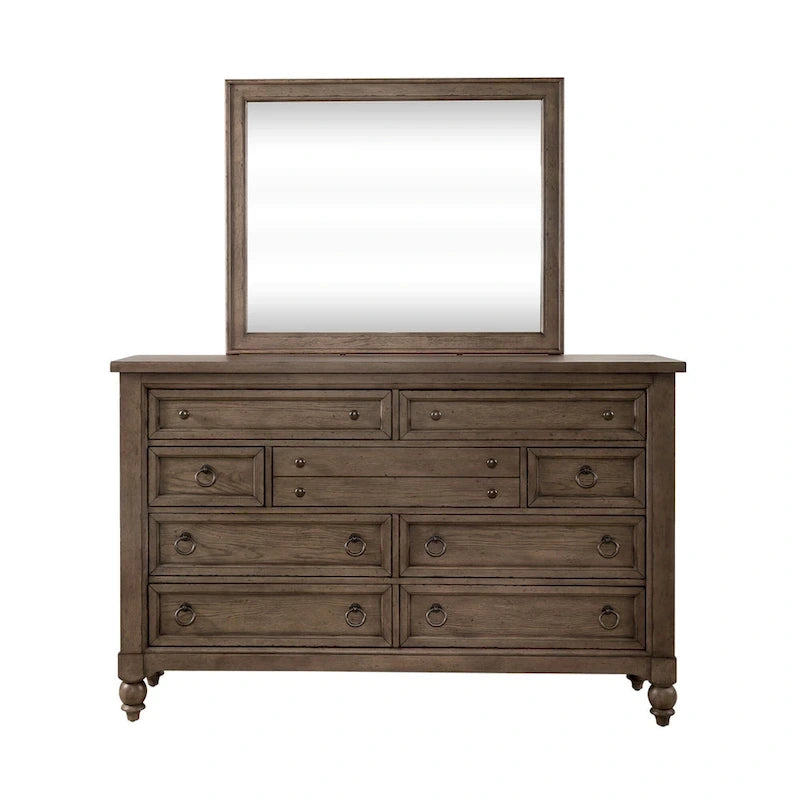Set camera da letto Americana Farmhouse con letto, cassettiera e specchio