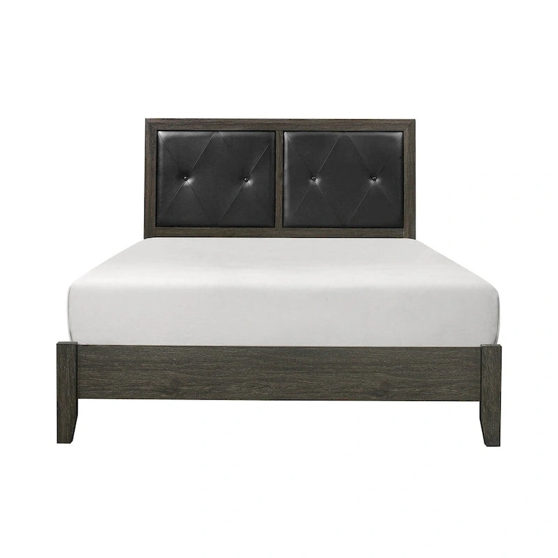 Set Camera da Letto Contemporaneo 3 Pezzi Letto Comodino Cassettiera Finitura Grigio Scuro