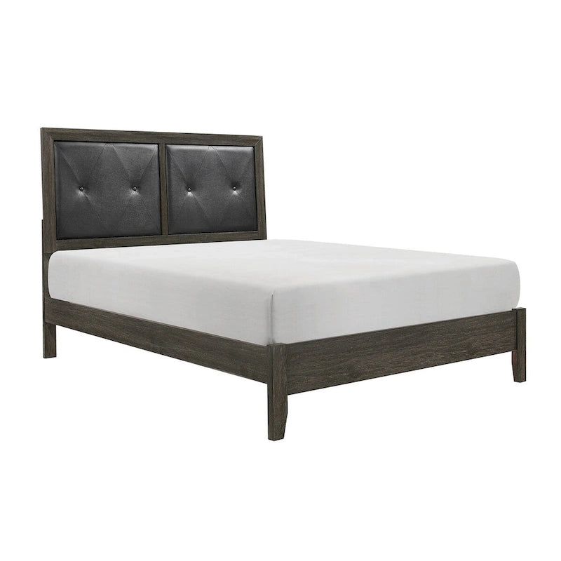 Set Camera da Letto Contemporaneo 3 Pezzi Letto Comodino Cassettiera Finitura Grigio Scuro