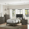 Set Camera da Letto Contemporaneo 3 Pezzi Letto Comodino Cassettiera Finitura Grigio Scuro