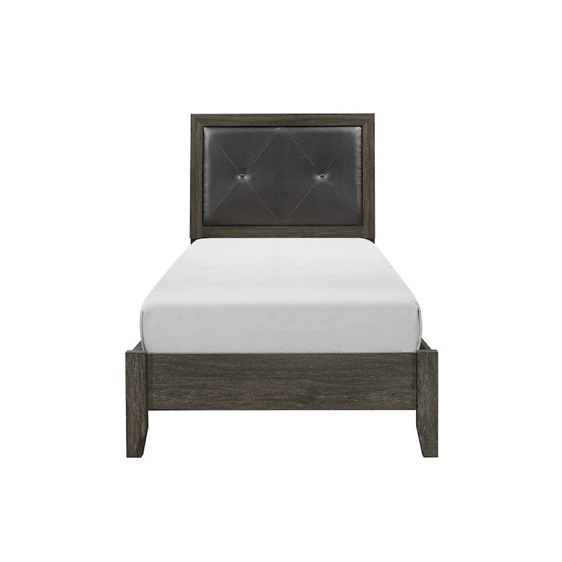 Set Camera da Letto Contemporaneo 3 Pezzi Letto Comodino Cassettiera Finitura Grigio Scuro