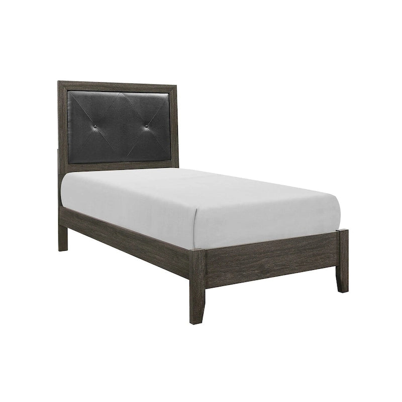 Set Camera da Letto Contemporaneo 3 Pezzi Letto Comodino Cassettiera Finitura Grigio Scuro