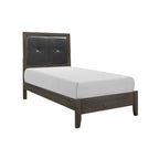 Set Camera da Letto Contemporaneo 3 Pezzi Letto Comodino Cassettiera Finitura Grigio Scuro