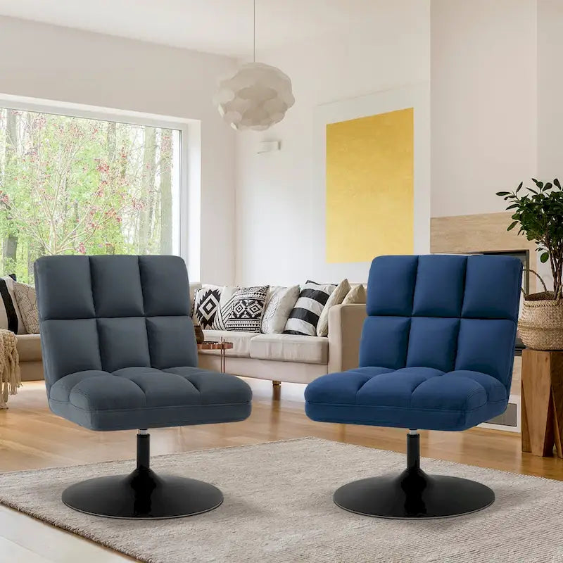 Poltrone girevoli di design, sedie moderne da salotto, poltrone senza braccioli imbottite