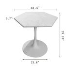 31.50 Tavolino moderno esagonale con piano in marmo stampato e base in metallo per sala da pranzo, cucina e soggiorno