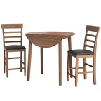 Set Tavolo Rotondo Retrò 3 Pezzi con Ali a Goccia ad Altezza Bancone
