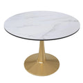 Tavolo da pranzo rotondo Bristol 40 per 4 persone con piano in MDF e base in acciaio dorato per cucina e sala da pranzo