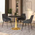 Tavolo da pranzo rotondo Bristol 40 per 4 persone con piano in MDF e base in acciaio dorato per cucina e sala da pranzo