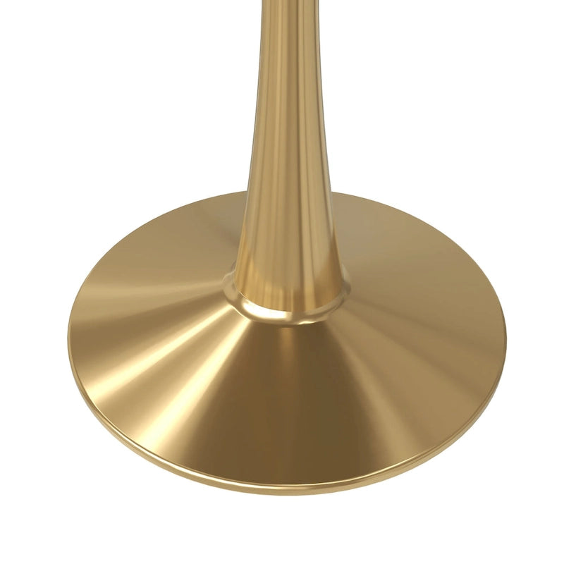 Tavolo da pranzo rotondo Bristol 40 per 4 persone con piano in MDF e base in acciaio dorato per cucina e sala da pranzo
