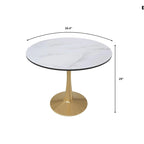 Tavolo da pranzo rotondo Bristol 40 per 4 persone con piano in MDF e base in acciaio dorato per cucina e sala da pranzo