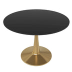 Tavolo da pranzo rotondo Bristol 40 per 4 persone con piano in MDF e base in acciaio dorato per cucina e sala da pranzo