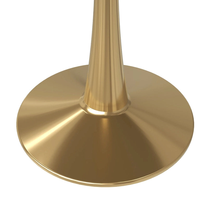 Tavolo da pranzo rotondo Bristol 40 per 4 persone con piano in MDF e base in acciaio dorato per cucina e sala da pranzo