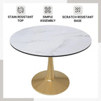Tavolo da pranzo rotondo Bristol 40 per 4 persone con piano in MDF e base in acciaio dorato per cucina e sala da pranzo