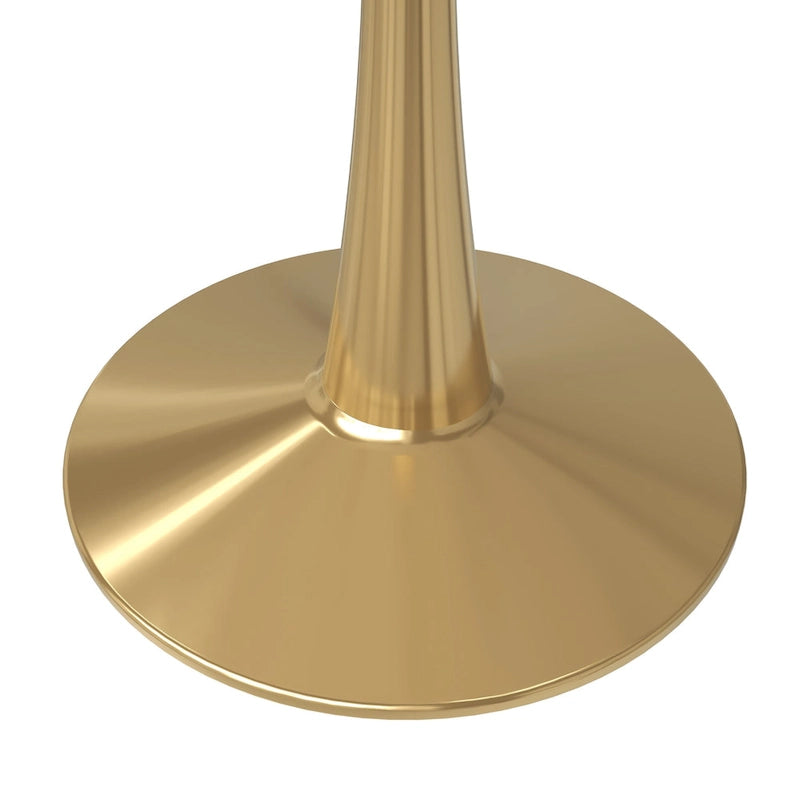 Tavolo da pranzo rotondo Bristol 40 per 4 persone con piano in MDF e base in acciaio dorato per cucina e sala da pranzo