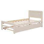Struttura letto a piattaforma singolo contemporaneo con letto estraibile – Struttura durevole in legno di gomma, compensato, MDF