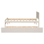 Struttura letto a piattaforma singolo contemporaneo con letto estraibile – Struttura durevole in legno di gomma, compensato, MDF