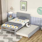 Struttura letto a piattaforma singolo contemporaneo con letto estraibile – Struttura durevole in legno di gomma, compensato, MDF