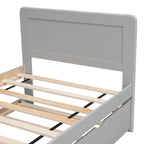 Struttura letto a piattaforma singolo contemporaneo con letto estraibile – Struttura durevole in legno di gomma, compensato, MDF