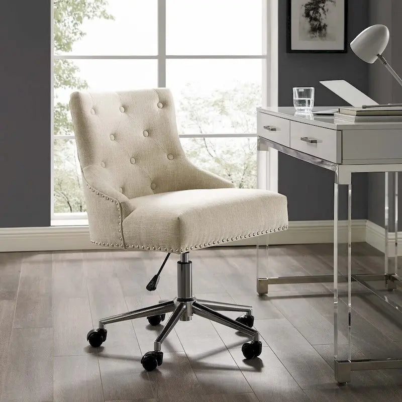 Sedia da ufficio in tessuto imbottita girevole tufted Carson Carrington Lagefors