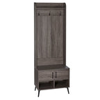 Woodbury Hall Tree con panca da ingresso, scarpiera, appendiabiti e vani portaoggetti - effetto legno invecchiato