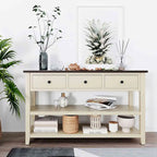 Console da 50L dal design retrò con due ripiani aperti, struttura e gambe in legno massello di pino