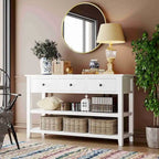 Console da 50L dal design retrò con due ripiani aperti, struttura e gambe in legno massello di pino