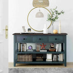 Console da 50L dal design retrò con due ripiani aperti, struttura e gambe in legno massello di pino
